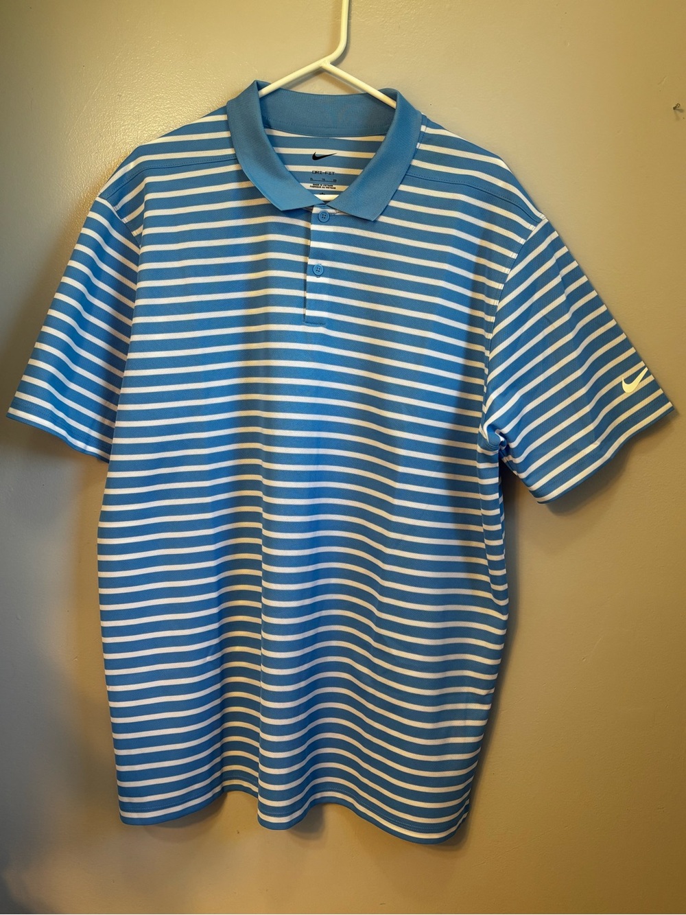 Nike Dri-FIT Victory Striped Golf Polo Shirt Blue White Sz XL. NWT